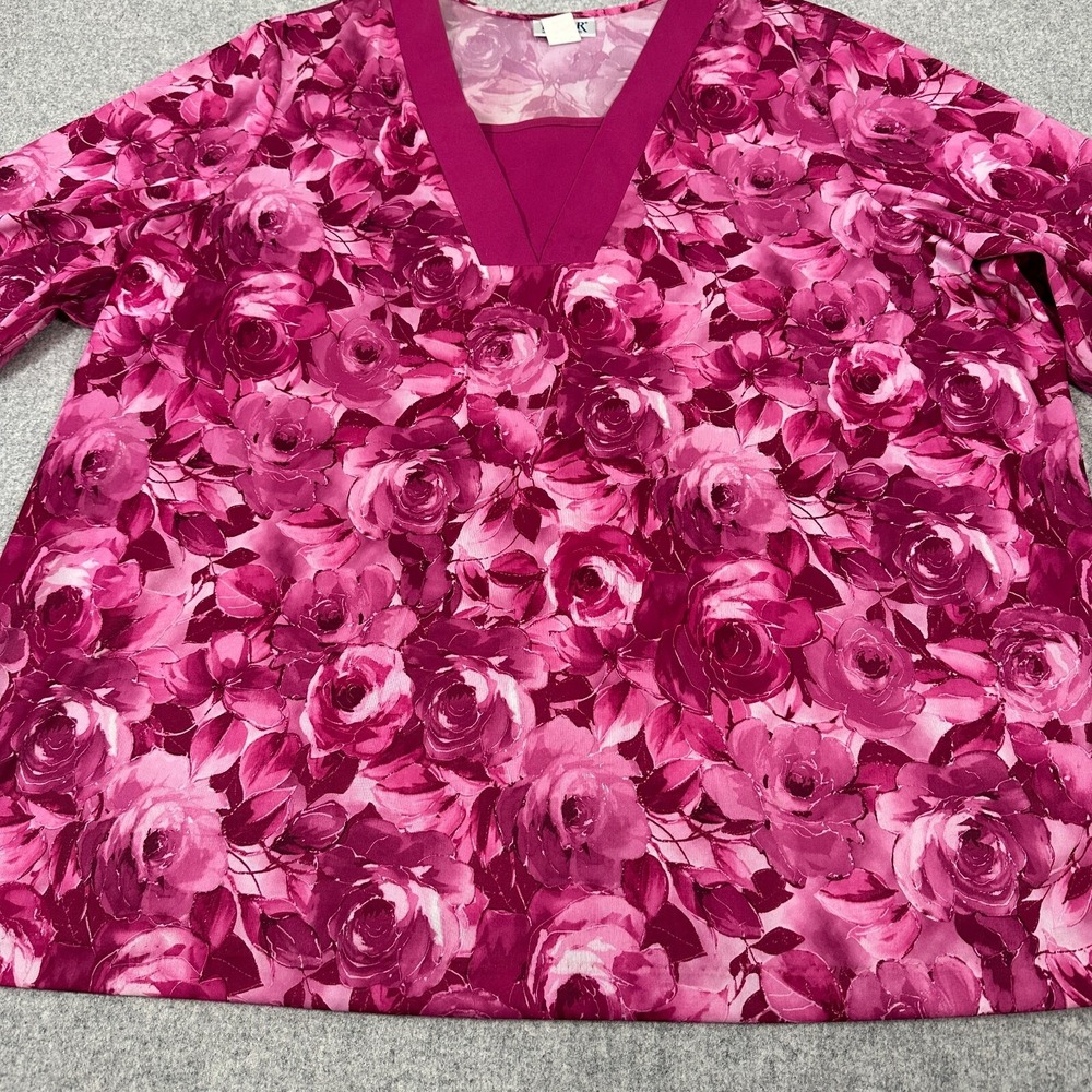 Vintage Blair 3XL Womens Top MuuMuu Blouse Floral Lightweight Pink Roses Lounge - Picture 9 of 16